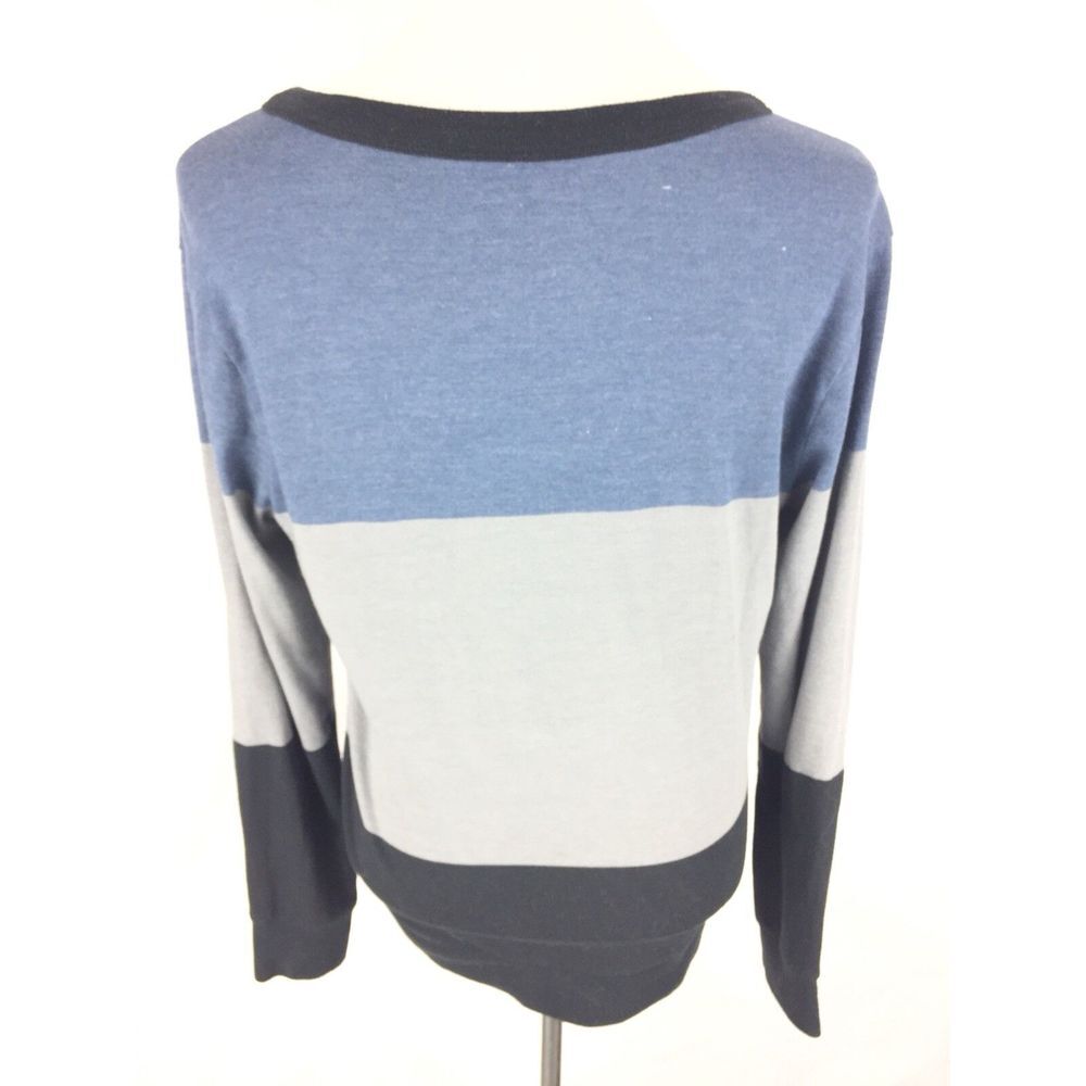 On The Byas women's Cardigan Sweater M Medium Colorblock Long Sleeve Blue Black - Picture 5 of 7